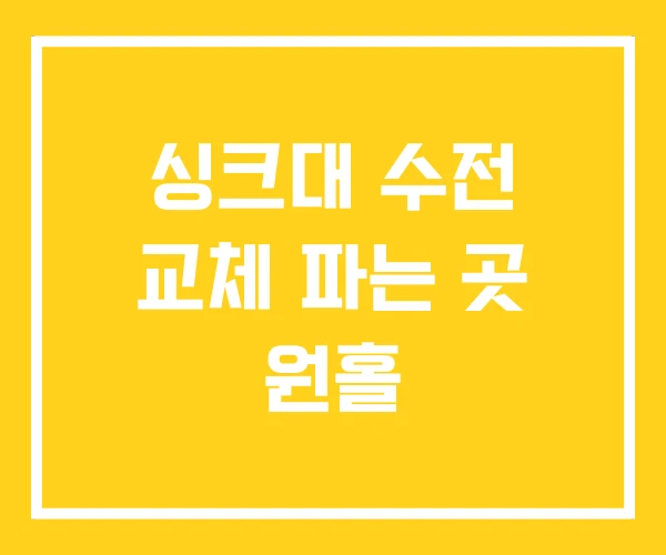 싱크대 수전 교체 파는 곳 원홀