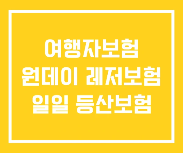 여행자보험 원데이 레저보험 일일 등산보험 여행자보험 원데이 레저보험 일일 등산보험