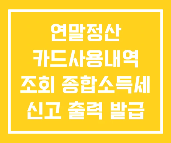 연말정산 카드사용내역 조회 종합소득세 신고 출력 발급 연말정산 카드사용내역 조회 종합소득세 신고 출력 발급