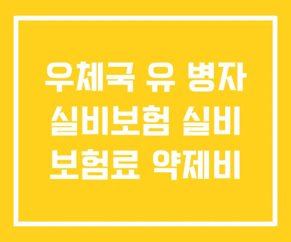 우체국 유 병자 실비보험 실비 보험료 약제비