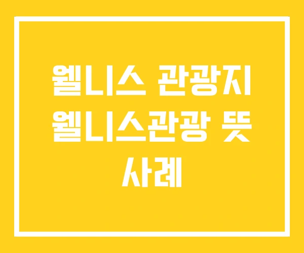 웰니스 관광지 웰니스관광 뜻 사례