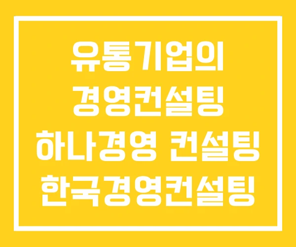 유통기업의 경영컨설팅 하나경영 컨설팅 한국경영컨설팅 학회 유통기업의 경영컨설팅 하나경영 컨설팅 한국경영컨설팅 학회