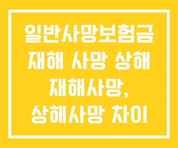 일반사망보험금 재해 사망 상해 재해사망, 상해사망 차이 일반사망보험금 재해 사망 상해 재해사망, 상해사망 차이