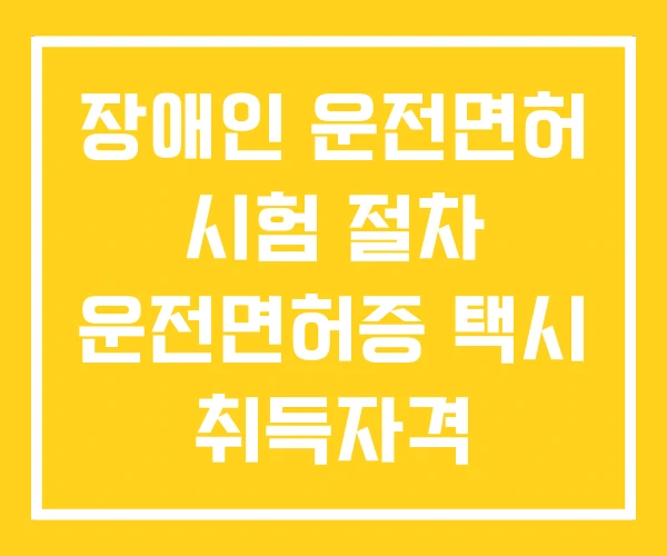 장애인 운전면허 시험 절차 운전면허증 택시 취득자격 장애인 운전면허 시험 절차 운전면허증 택시 취득자격