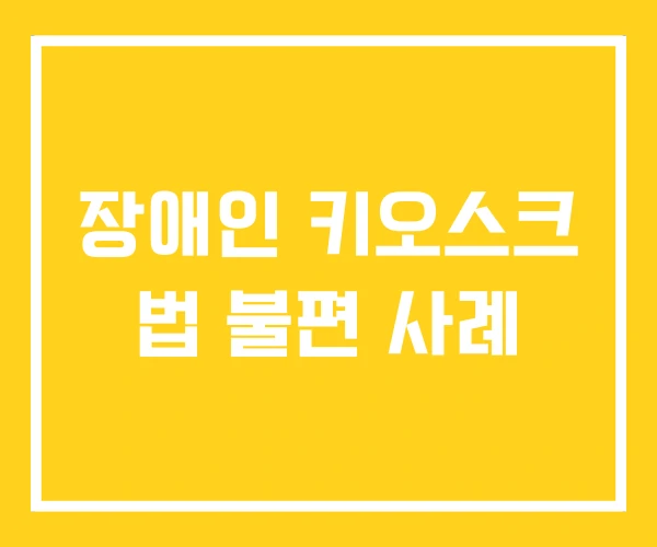 장애인 키오스크 법 불편 사례
