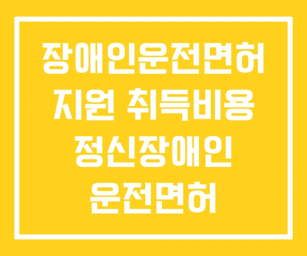 장애인운전면허 지원 취득비용 정신장애인 운전면허
