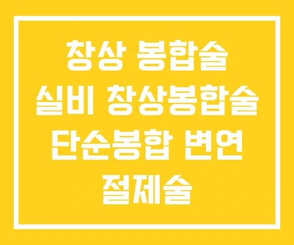 창상 봉합술 실비 창상봉합술 단순봉합 변연 절제술