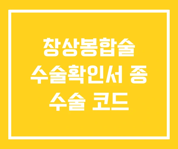 창상봉합술 수술확인서 종 수술 코드 창상봉합술 수술확인서 종 수술 코드