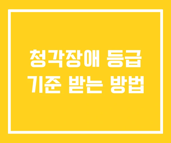 청각장애 등급 기준 받는 방법