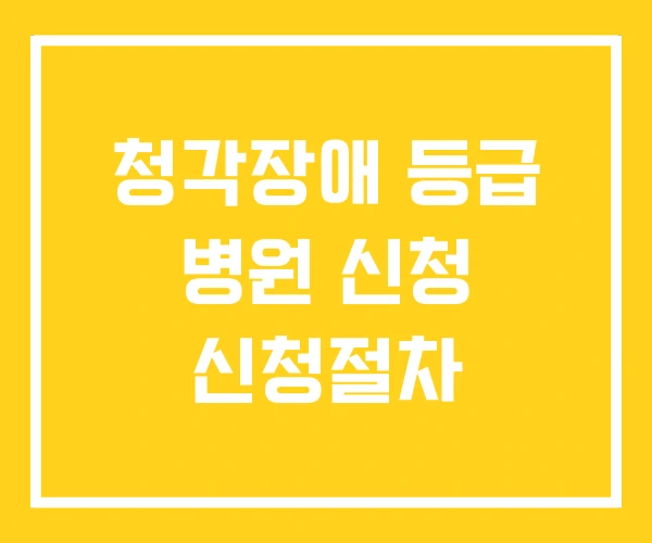 청각장애 등급 병원 신청 신청절차 청각장애 등급 병원 신청 신청절차