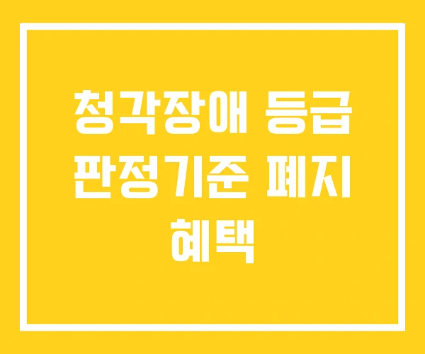 청각장애 등급 판정기준 폐지 혜택