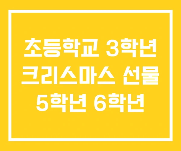 초등학교 3학년 크리스마스 선물 5학년 6학년
