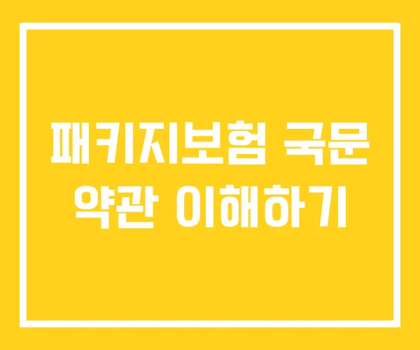 패키지보험 국문 약관 이해하기 패키지보험 국문 약관 이해하기